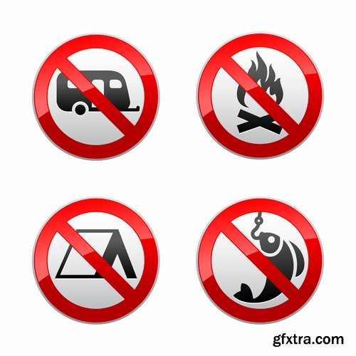 Collection of vector image prohibiting sign ban sign warning icon 25 Eps