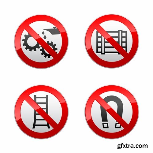 Collection of vector image prohibiting sign ban sign warning icon 25 Eps