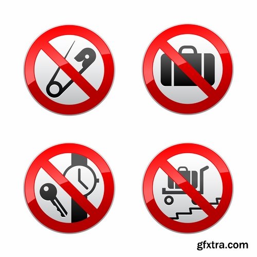 Collection of vector image prohibiting sign ban sign warning icon 25 Eps