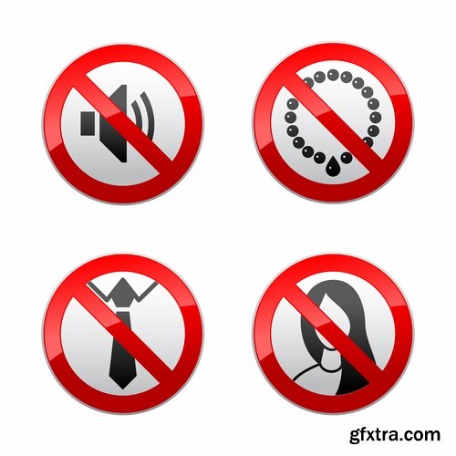 Collection of vector image prohibiting sign ban sign warning icon 25 Eps