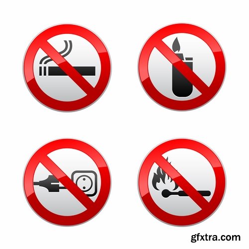 Collection of vector image prohibiting sign ban sign warning icon 25 Eps