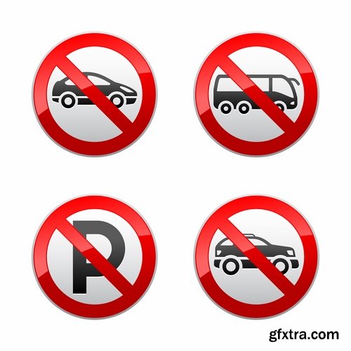 Collection of vector image prohibiting sign ban sign warning icon 25 Eps