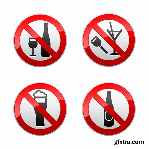 Collection of vector image prohibiting sign ban sign warning icon 25 Eps