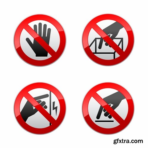 Collection of vector image prohibiting sign ban sign warning icon 25 Eps