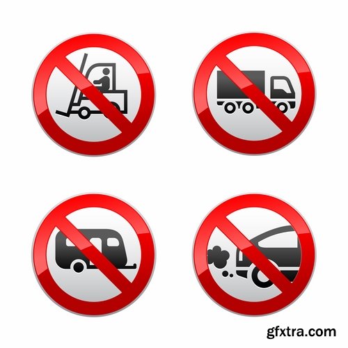 Collection of vector image prohibiting sign ban sign warning icon 25 Eps