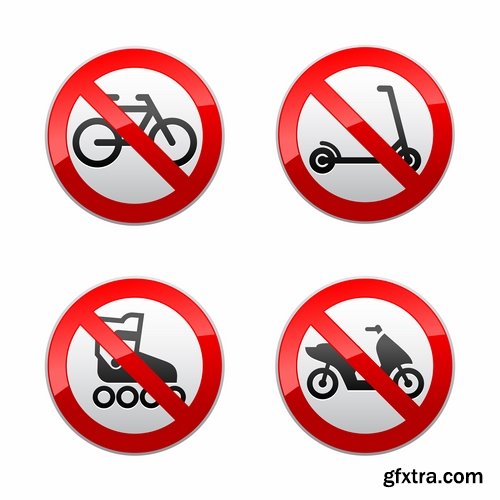 Collection of vector image prohibiting sign ban sign warning icon 25 Eps