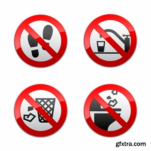 Collection of vector image prohibiting sign ban sign warning icon 25 Eps