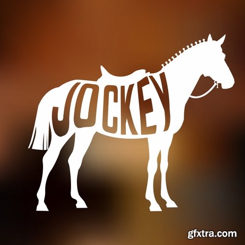 Collection of vector picture horse racing jockey jump racetrack 25 Eps