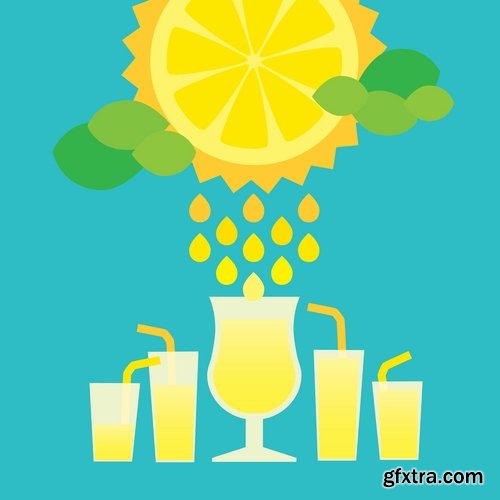 Collection of lemon drink lemonade banner sign flyer poster 25 Eps