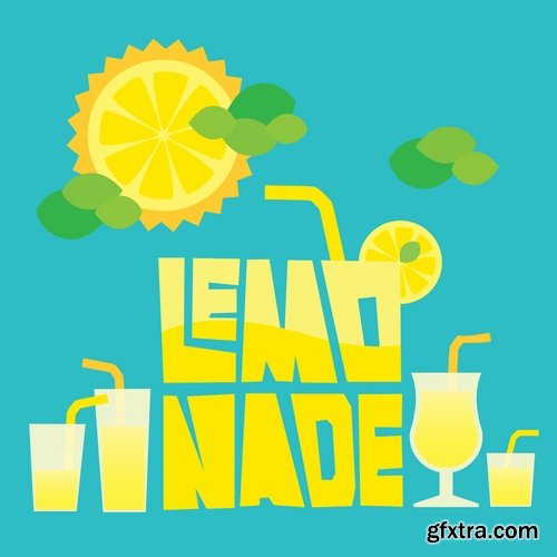 Collection of lemon drink lemonade banner sign flyer poster 25 Eps