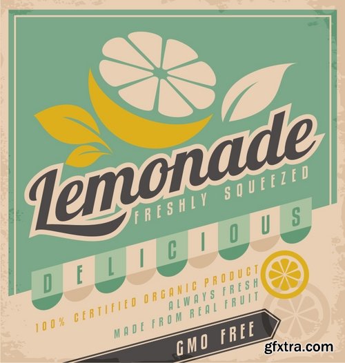 Collection of lemon drink lemonade banner sign flyer poster 25 Eps