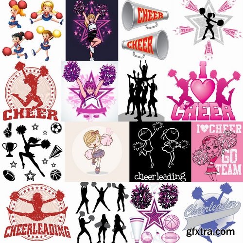 Collection of vector image cheerleader fan support group 25 Eps