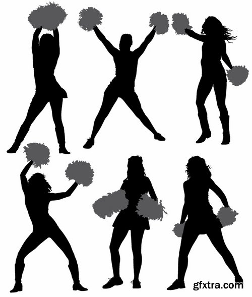 Collection of vector image cheerleader fan support group 25 Eps