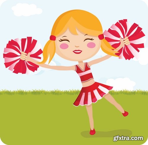 Collection of vector image cheerleader fan support group 25 Eps