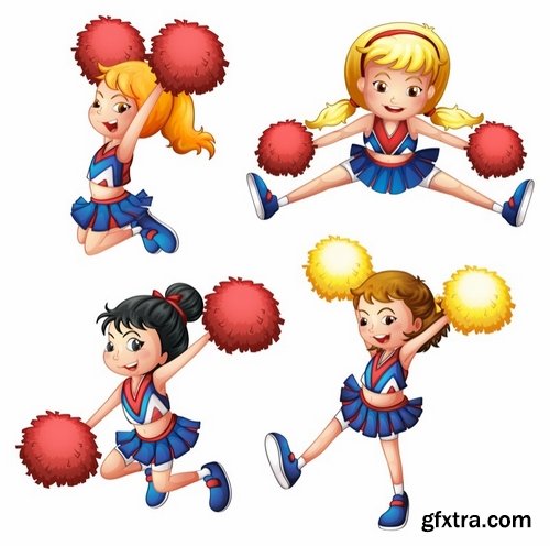 Collection of vector image cheerleader fan support group 25 Eps