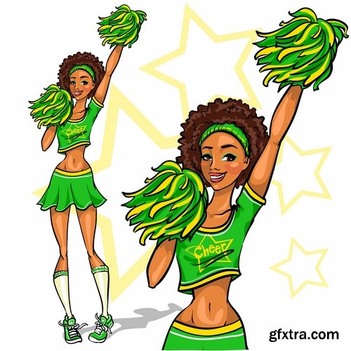 Collection of vector image cheerleader fan support group 25 Eps