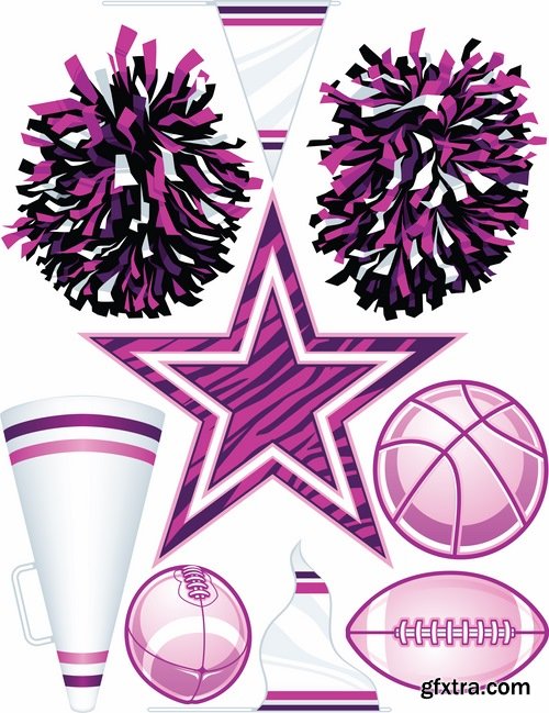 Collection of vector image cheerleader fan support group 25 Eps