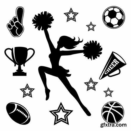 Collection of vector image cheerleader fan support group 25 Eps