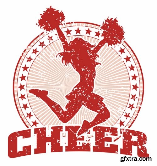 Collection of vector image cheerleader fan support group 25 Eps