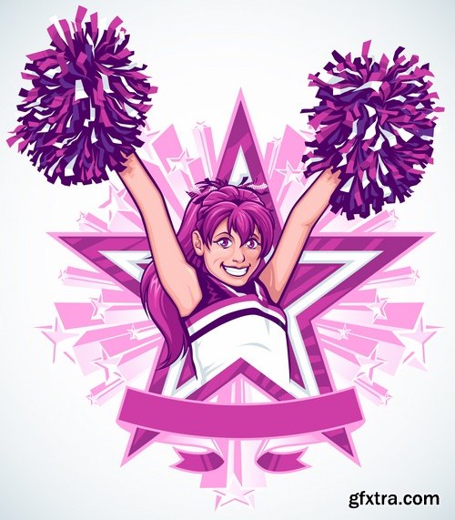 Collection of vector image cheerleader fan support group 25 Eps