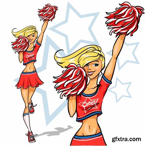 Collection of vector image cheerleader fan support group 25 Eps