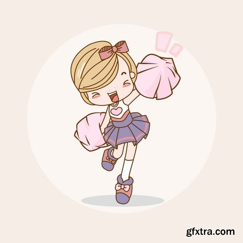 Collection of vector image cheerleader fan support group 25 Eps