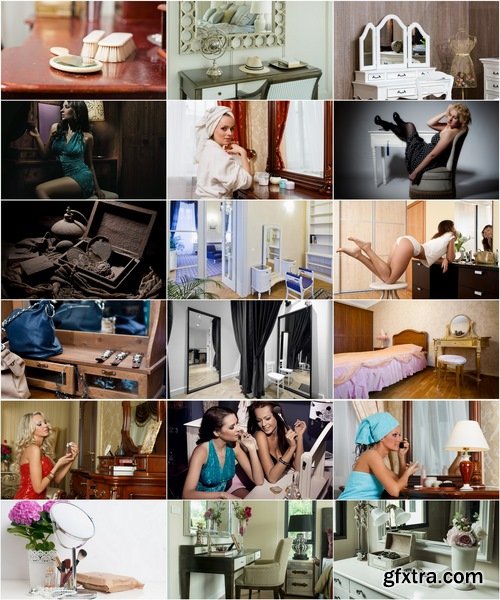 Collection of interior dresser dressing table mirror girl doing makeup 25 HQ Jpeg