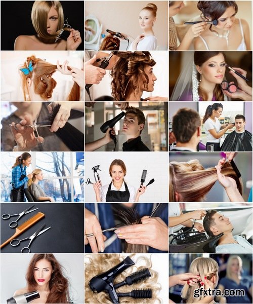 Collection of hairdresser cutting hair haircut hairdresser scissors hair hairbrush 25 HQ Jpeg