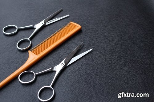 Collection of hairdresser cutting hair haircut hairdresser scissors hair hairbrush 25 HQ Jpeg