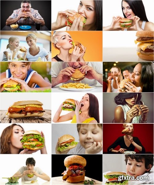 Collection of people eat burger sandwich lunch 25 HQ Jpeg