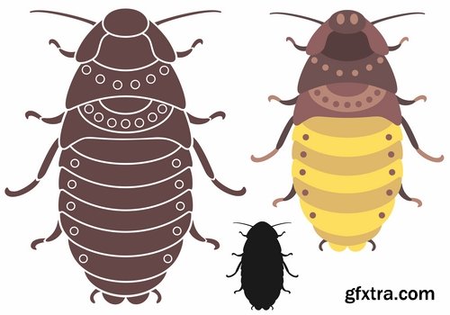 Collection of cartoon cockroach insect 25 EPS