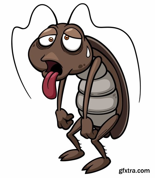 Collection of cartoon cockroach insect 25 EPS