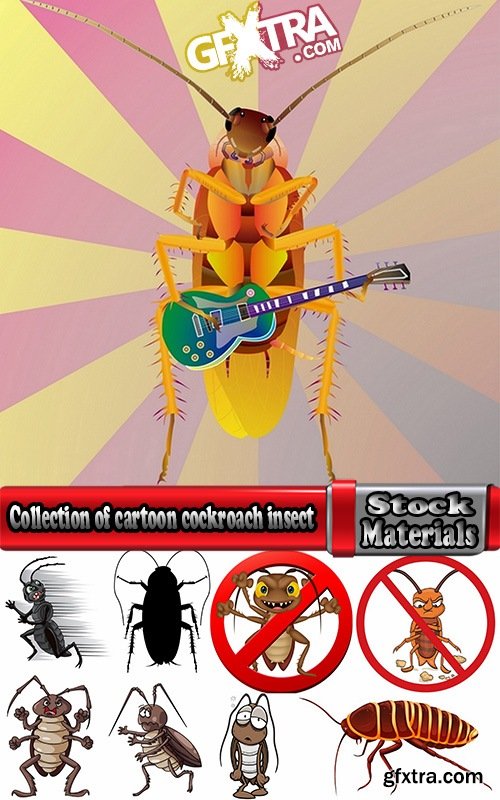 Collection of cartoon cockroach insect 25 EPS