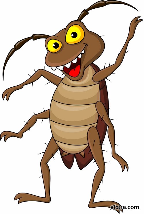 Collection of cartoon cockroach insect 25 EPS