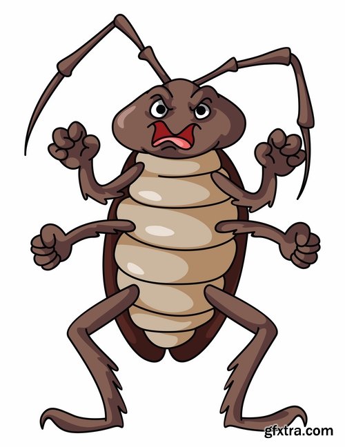 Collection of cartoon cockroach insect 25 EPS