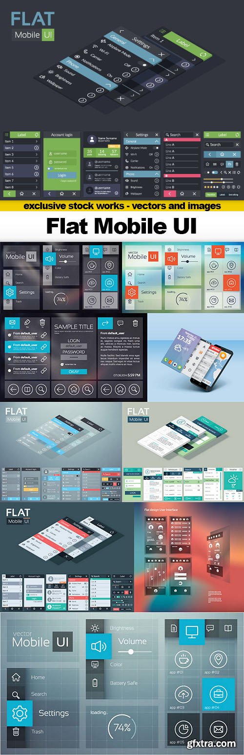 Flat Mobile UI, - 10 EPS