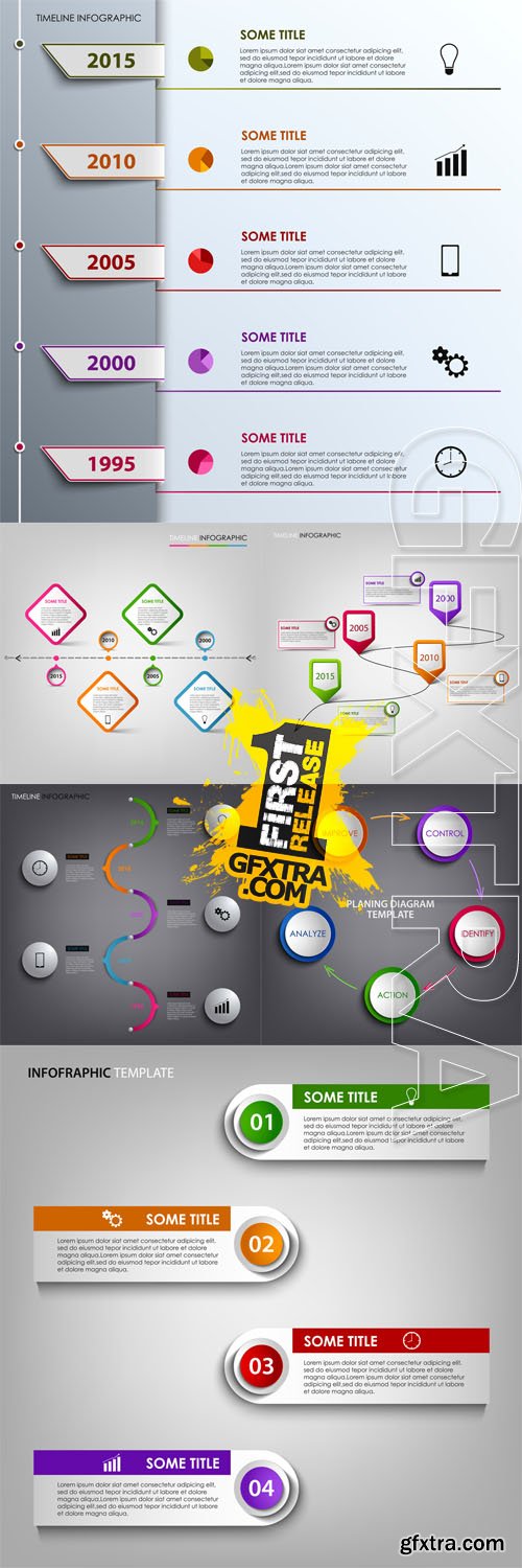 6 Colorful Infographic Design Vector Templates Set