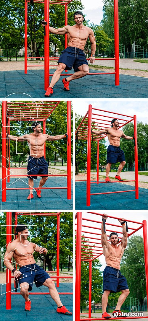 Stock Photos - Muscular man posing on the street after his workout