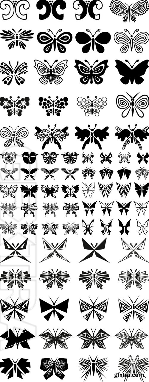 Stock Vectors - Illustration of different forms of butterfly icons on white background