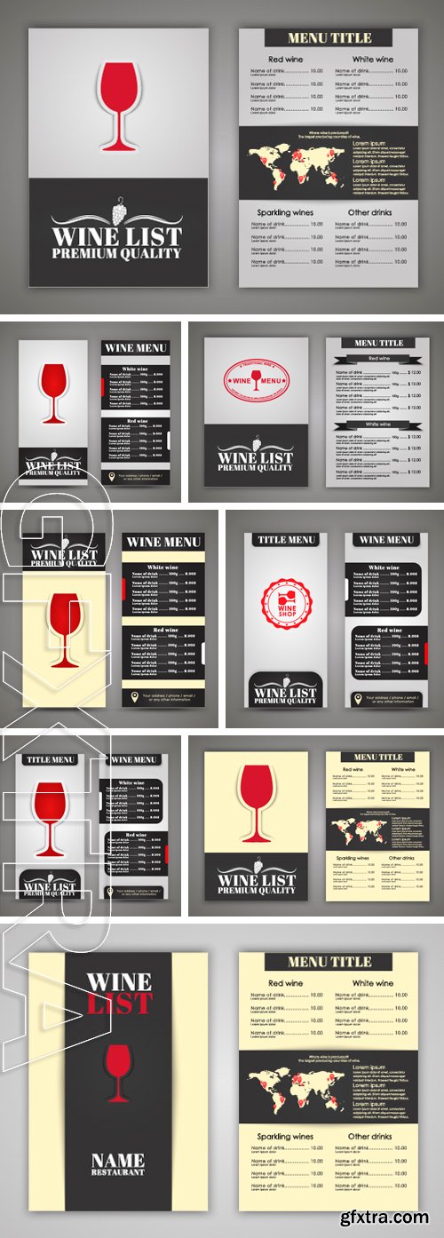 Stock Vectors - Menu design (brochures, flyers) for wine shops, cafes or restaurants. Vector illustration