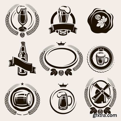 Collection of vector picture different stickers on different topics marker icon label 25 EPS