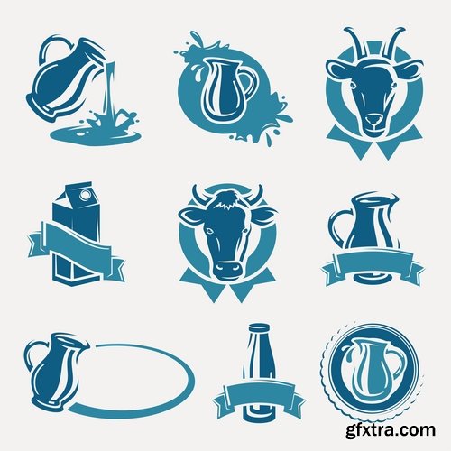 Collection of vector picture different stickers on different topics marker icon label 25 EPS