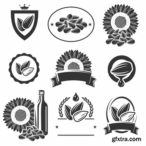 Collection of vector picture different stickers on different topics marker icon label 25 EPS