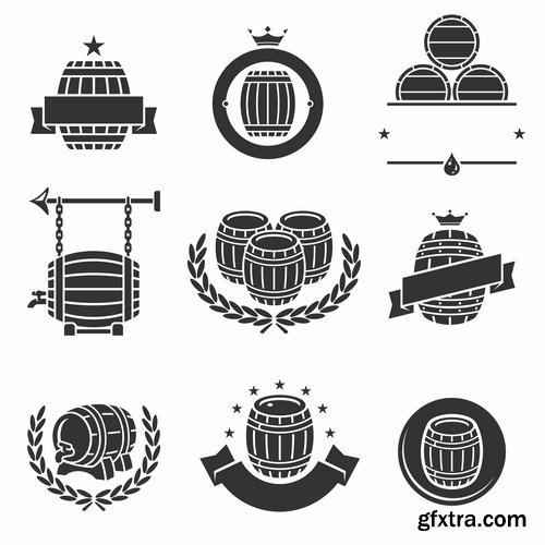 Collection of vector picture different stickers on different topics marker icon label 25 EPS