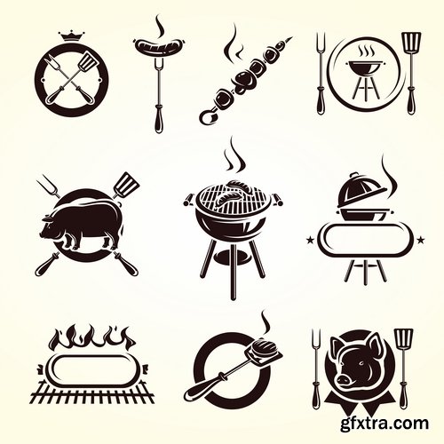 Collection of vector picture different stickers on different topics marker icon label 25 EPS