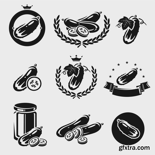 Collection of vector picture different stickers on different topics marker icon label 25 EPS