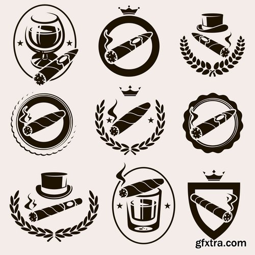 Collection of vector picture different stickers on different topics marker icon label 25 EPS