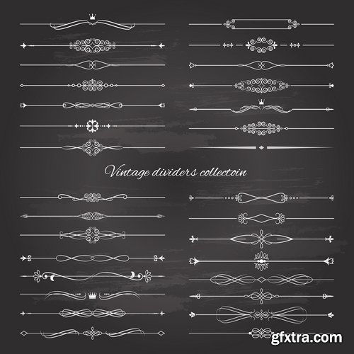 Collection of vector image calligraphic elements vintage design element #8-25 EPS