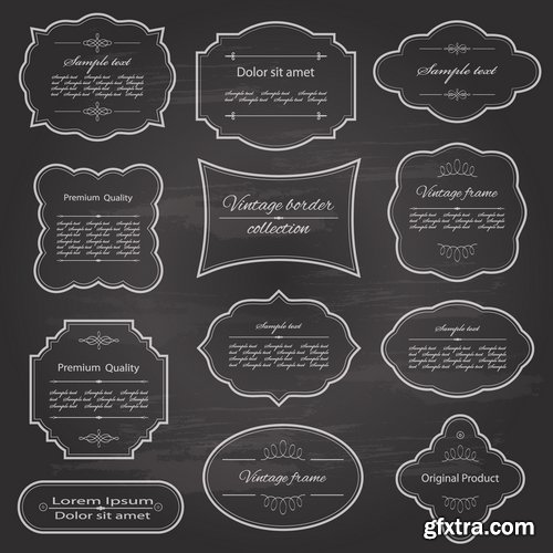Collection of vector image calligraphic elements vintage design element #8-25 EPS