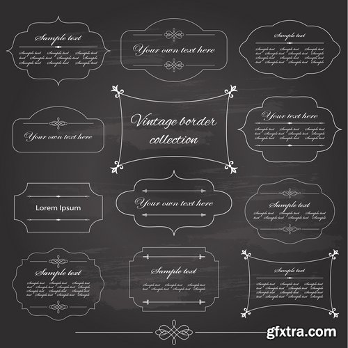 Collection of vector image calligraphic elements vintage design element #8-25 EPS